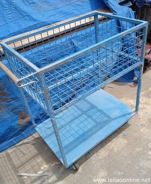 3 un. carrinhos tipo cesto  - azuis com 80 cm de altura x 0,50 cm largura x 0,95 cm de comprimento