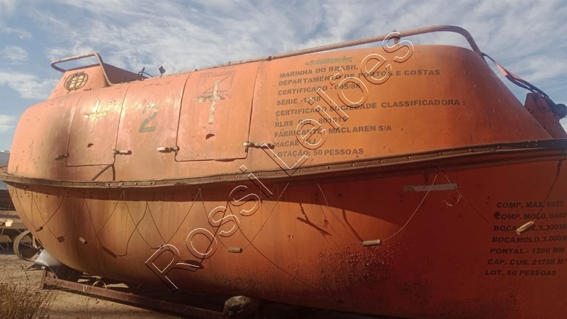 Bote de Resgate Laranja Capacidade 50 Pessoas